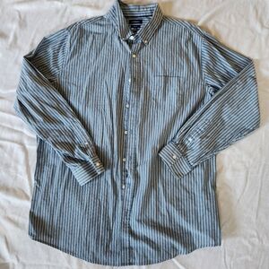Croft & Barrow Men’s 2XLT Blue Striped Button Down Shirt Tall Long Sleeve